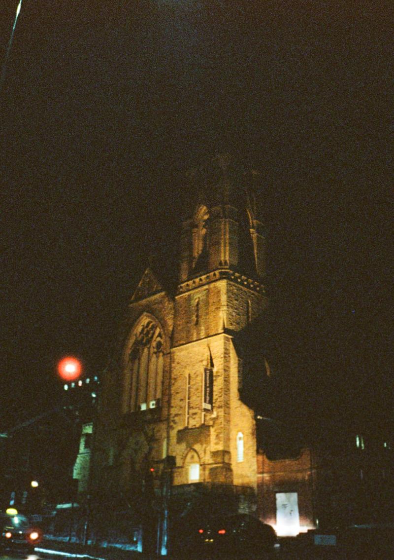 A church at night in Sheffield