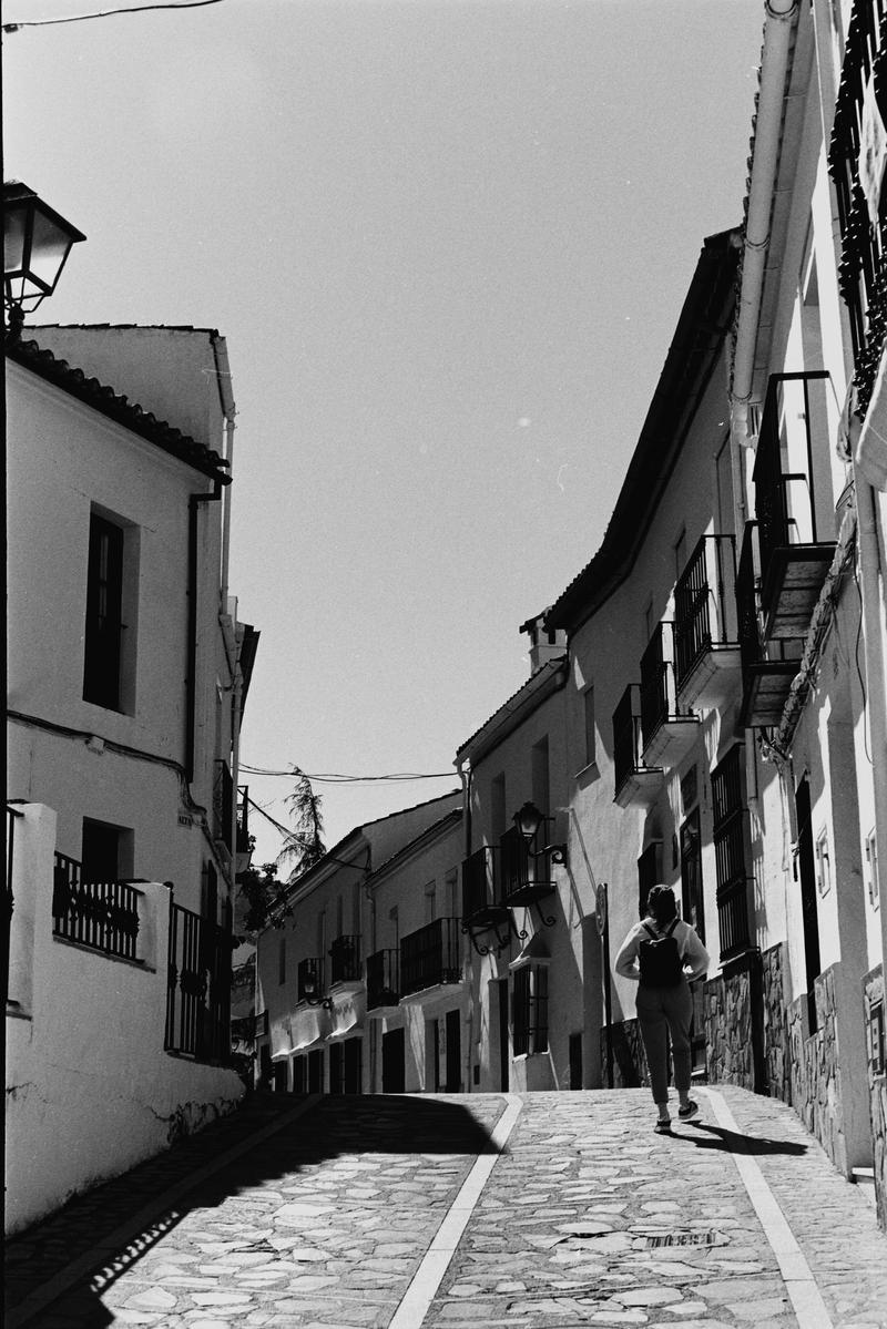 A woman walking in a street
