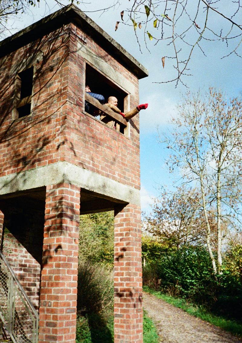 People in a lookout tower